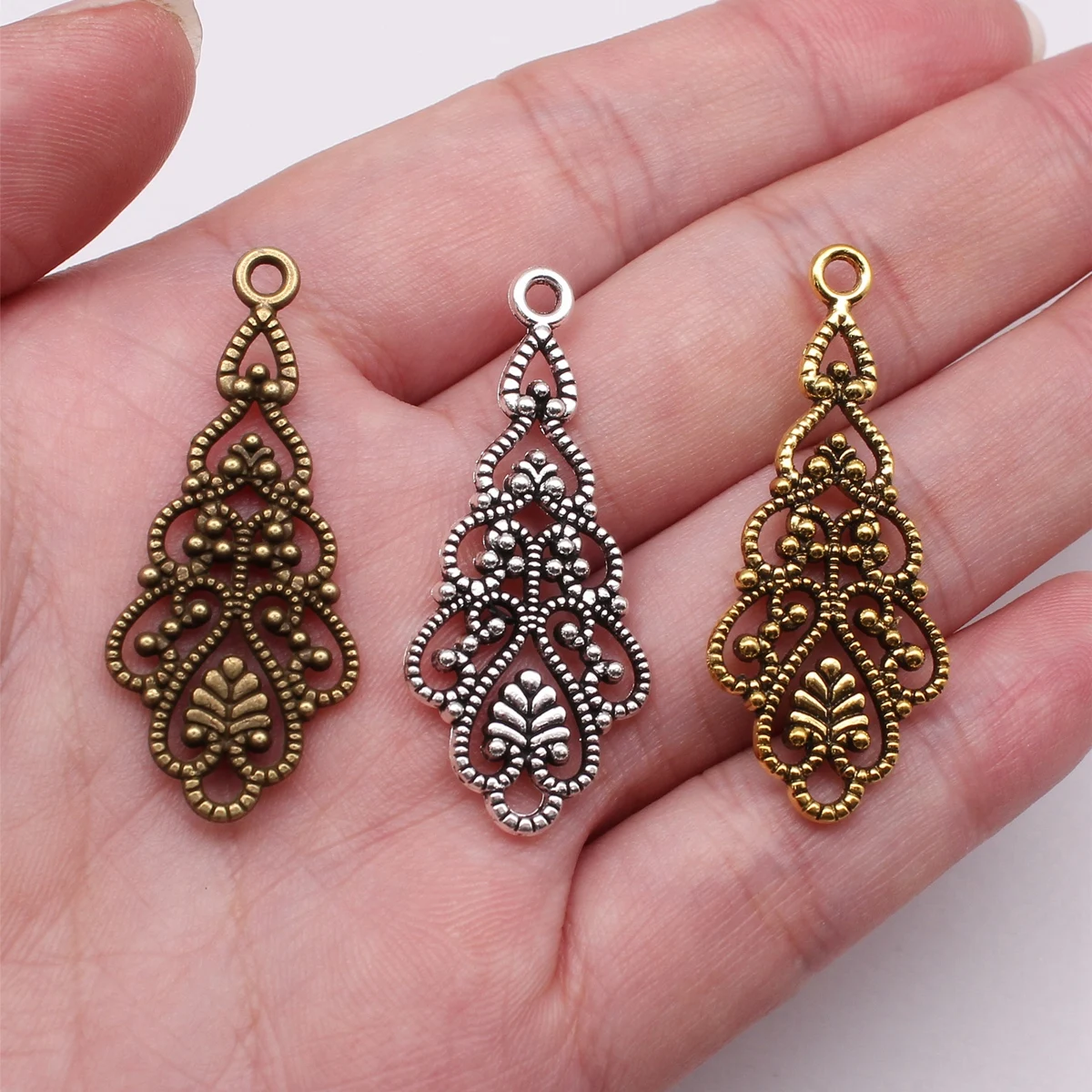 WYSIWYG 10 pièces 42x14mm 3 couleurs creux en forme de goutte boucle d'oreille accessoires boucle d'oreille connecteur bijoux à bricoler soi-même résultats