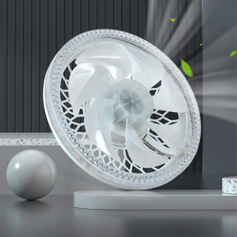 Lámpara ventilador techo inteligente 45W con velocidades ajustables para salas estar Luz ventilador control en