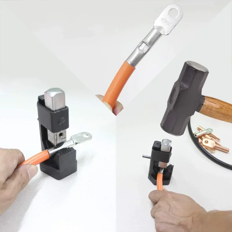 Electrician Wire Terminal Battery Crimping Plier DIY Connect Spring Loaded Welding Lug Tool Auto Home Durable Cable Hammer