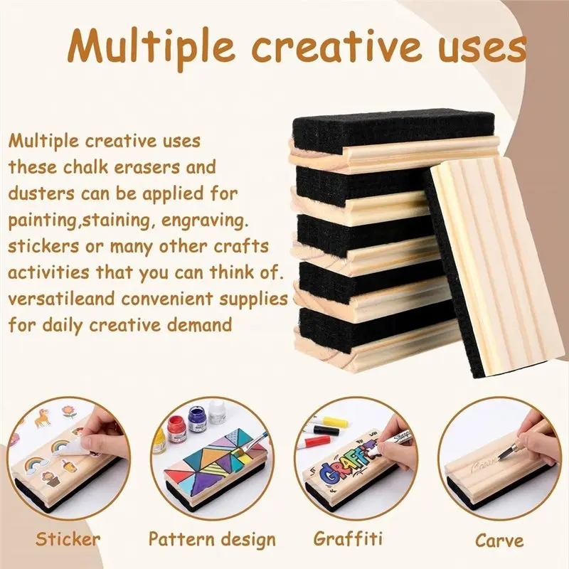 A53M-12 Pack Chalkboard Eraser, Black Dustless Chalk Board Eraser For Blackboard, White Boards Paint, School Officesupplies