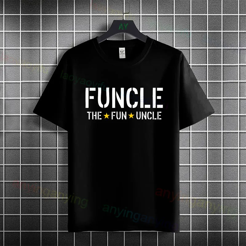 Men's Funny The Fun Uncle Funcle Casual Graphic T-shirt 100% Cotton Crew Neck Short Sleeve Tshirt Prefect for Outdoor Clothing
