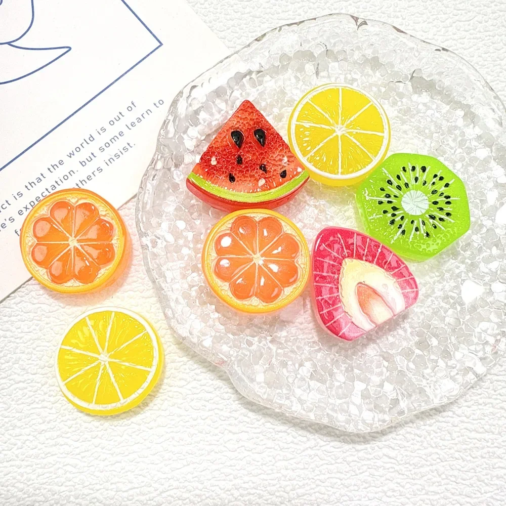 Resin Mini Fruit Slices Cabochon Flatback Pendant for DIY Fridge Magnet Phone Case Decoration Jewelry Making Craft Accessories