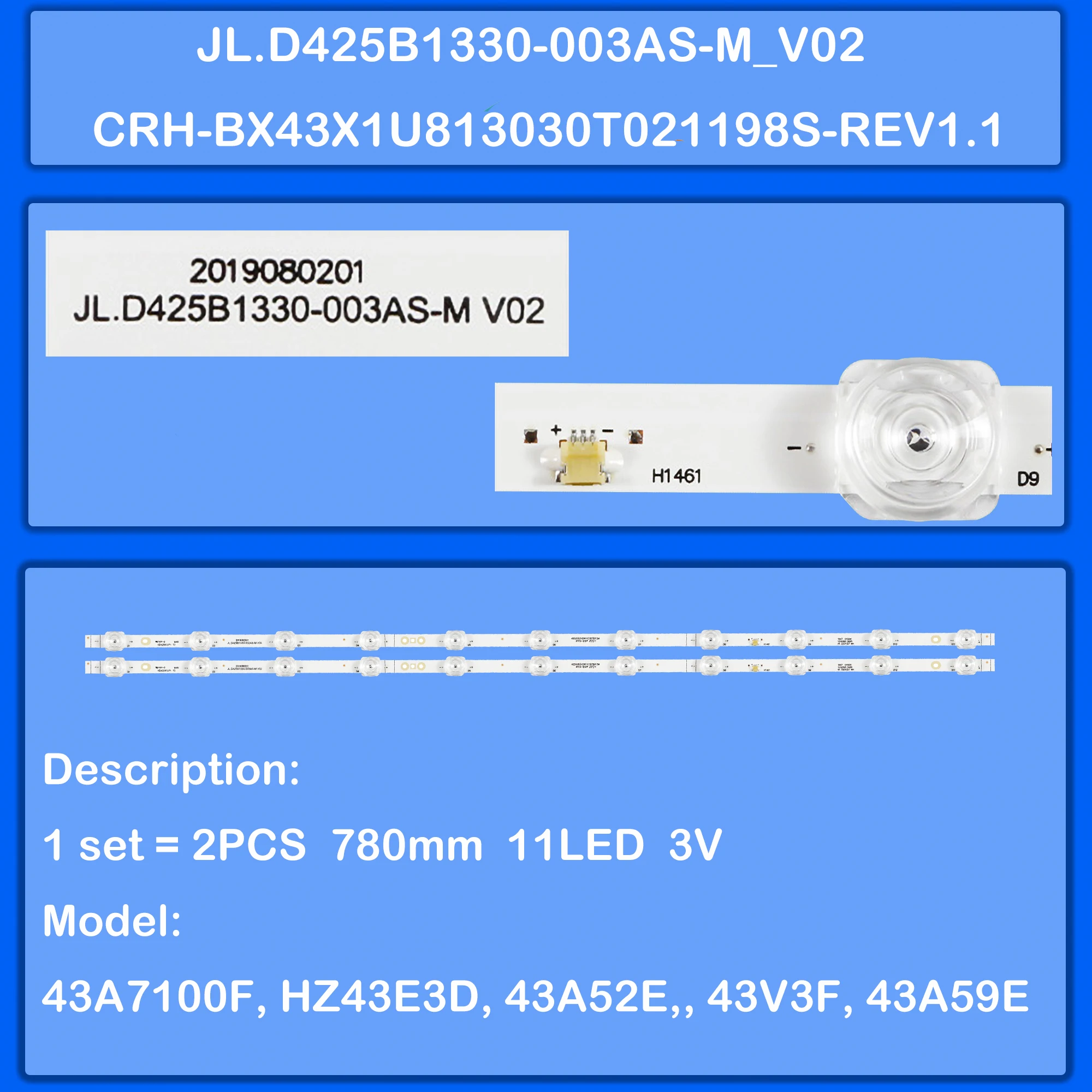 

1/5/10 Комплект светодиодной подсветки Strio CRH-BX43X1U513030T0211069-REV1.0 Для 43AE7000FTUK H43A7300 43A7500F 43A7320F 43AE7200F