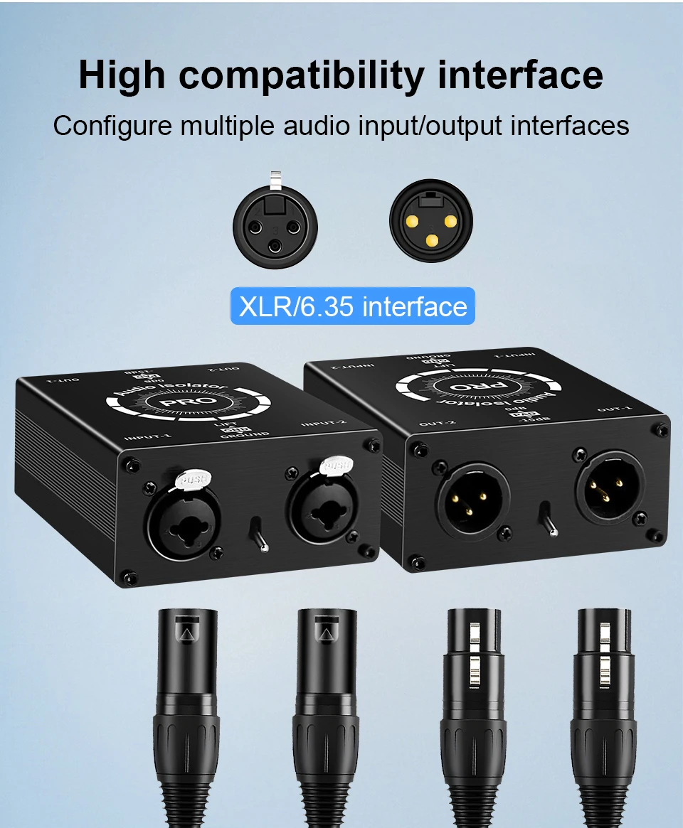 Gängiger Ground-Filter XLR Audio-Isolator zur Störungsunterdrückung von Strom und Geräuschen für Mixer und Mikrofone – Multifunktionaler Rauschisolator mit Messfunktion – Detail 3