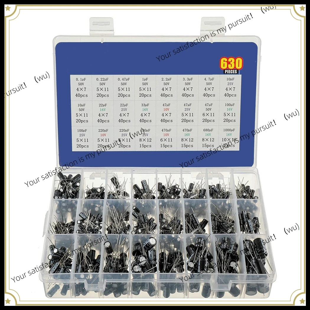 ZOCI-630Pcs 24 Values Electrolytic Capacitor Assortment Box Kit 0.1uF-1000uF Mixed Electronic Components Capacitors