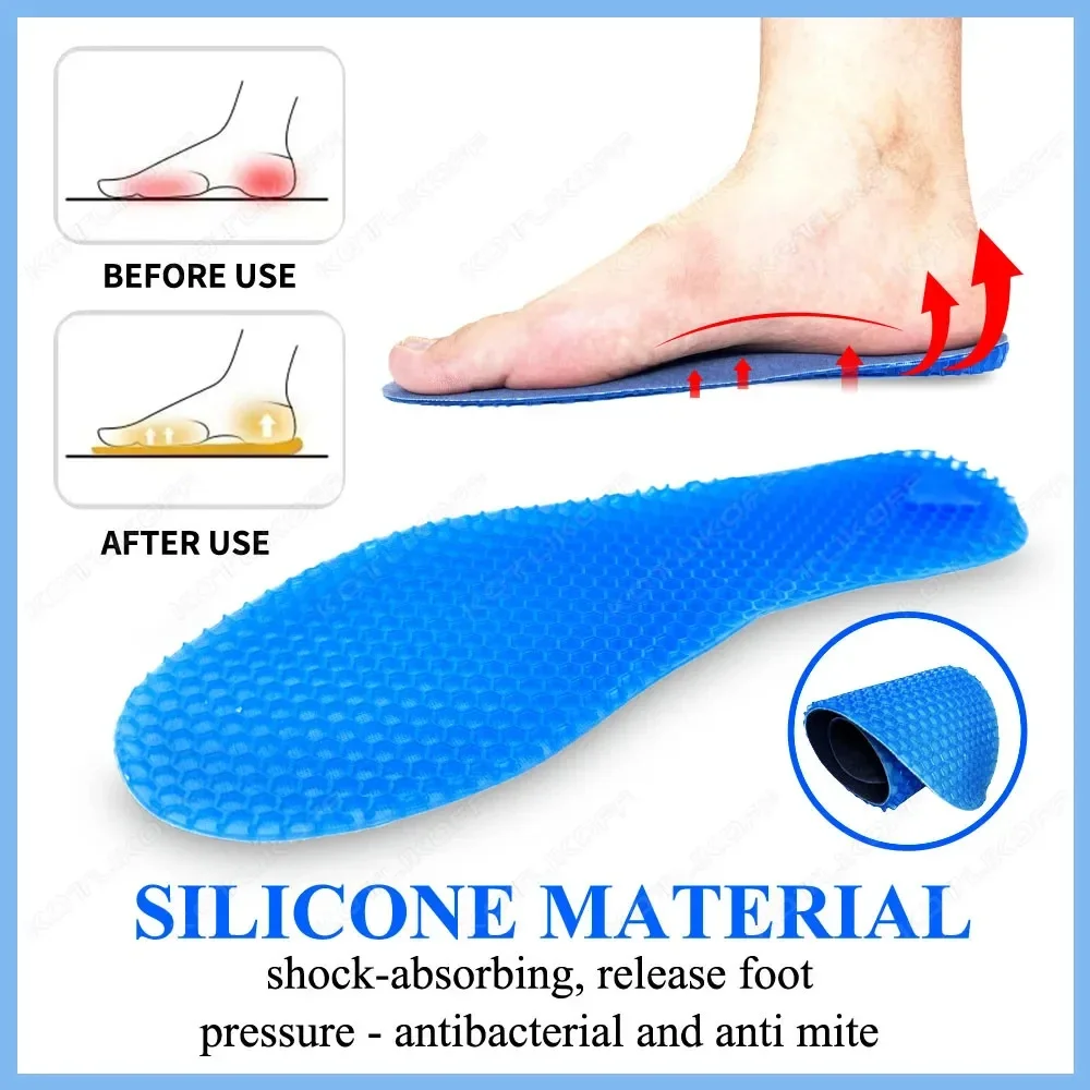 Gel Sport Insoles Honeycomb Shock Absorber Slow Bounce Silicone Plantar Fascia Foot Care For Feet Shoes Sole Soft Running Insert