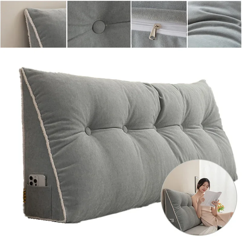 Removable Large Bolster Triangular Headboard Pillow Wedge Backrest Positioning Support Bed Rest Reading Pillows Home Decor 이불