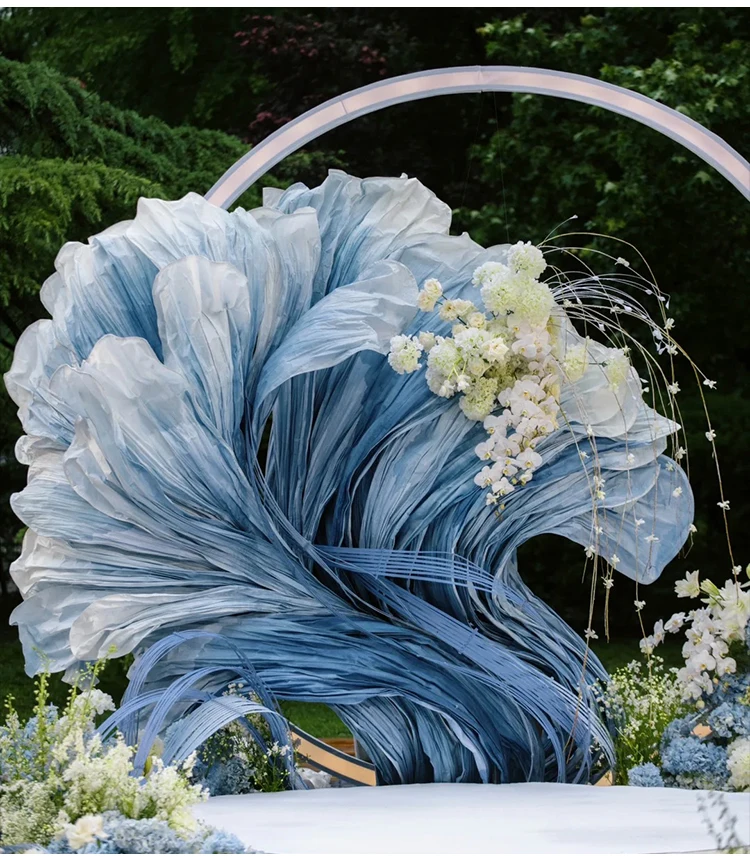 الدعائم الزفاف العملاق ورقة زهرة غاسل DIY النمذجة الزفاف ورقة اللافتات حفلة عيد ميلاد خلفية ديكور نافذة المرحلة تخطيط #2