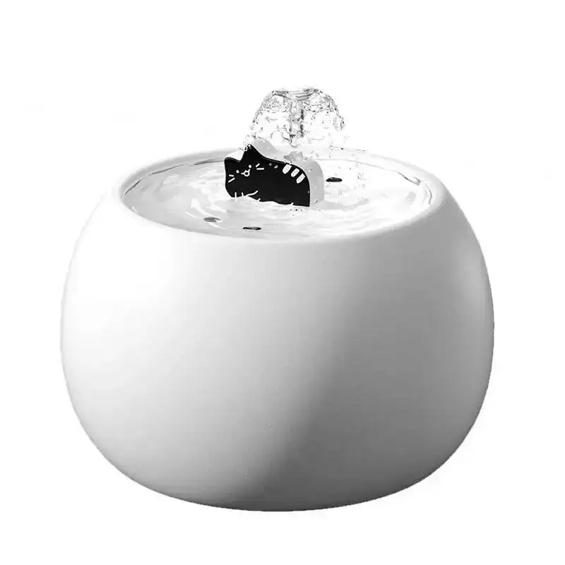 1L/1.5L Ceramic Automatic Pet Water Fountain Silent Submersible Pump Filter Included Cat Dog Drinking Dispenser Bowl view 2