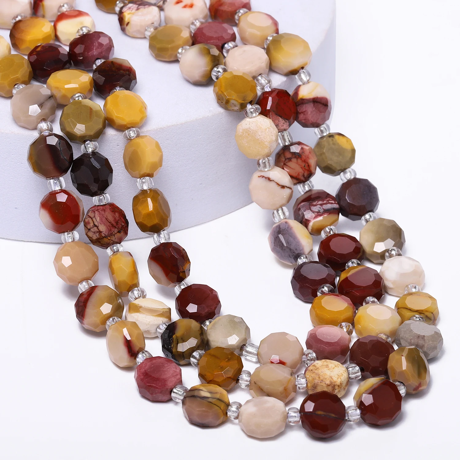 Großhandel Natürlicher Mookaite-Jaspis Flache Runde Steinperlen Facettierte Edelsteinperlen für Schmuckherstellung DIY Charms Armband Halskette 8x5mm
