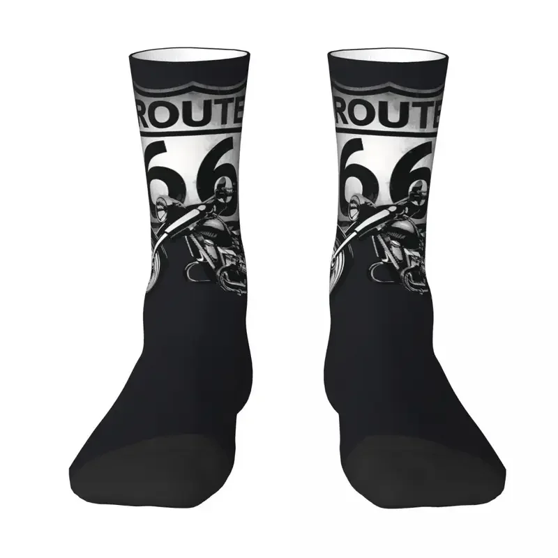 Y2K Motorcycle Road U S Route 66 Socks Sports 3D Print Boy Girls Mid-Calf Sock