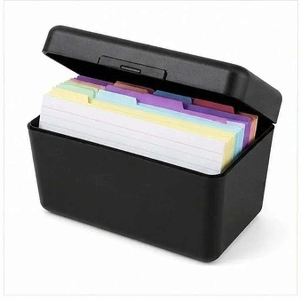 1Set Black Index Card Holder Organizer Desktop Storage Divider Lined Note Cards Office Home Display