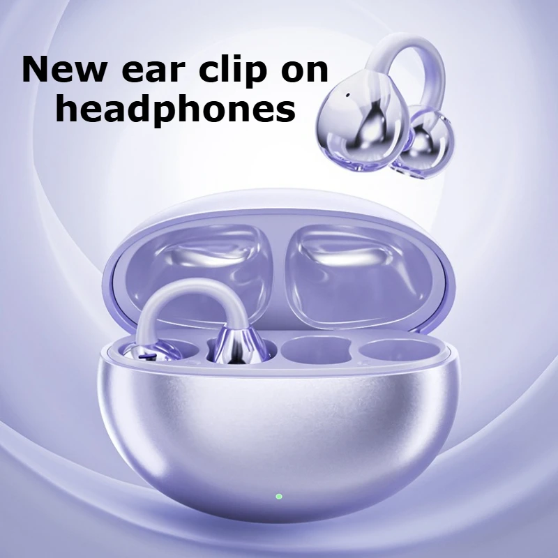 

New Ear Clip Earphones Bluetooth Wireless Earphones with Air Bone Conduction 360 ° Surround Sound Support AI Voice Assistant