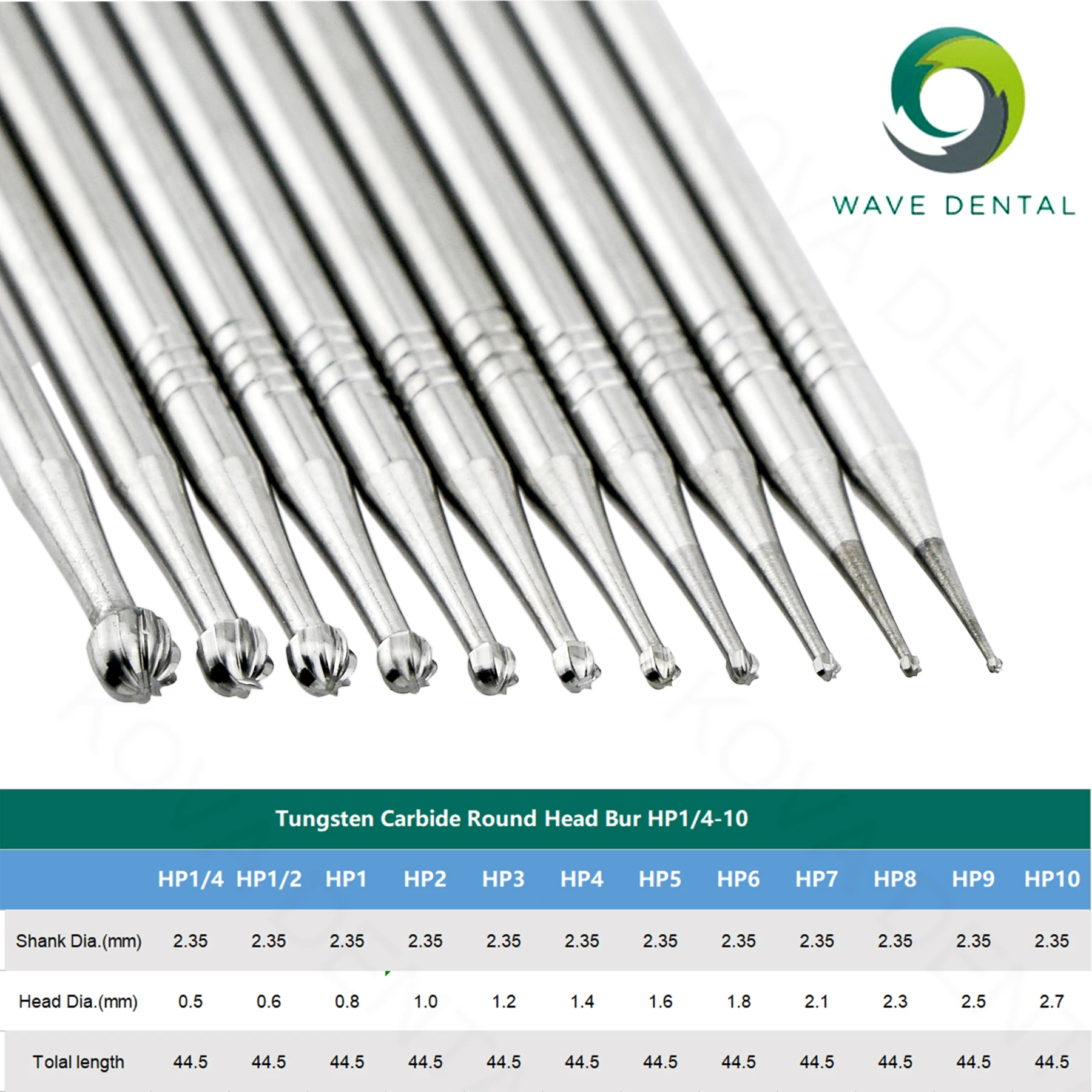 WAVE Dental fragole frese dentali frese in carburo di tungsteno HP Dia 2.35mm per naso dritto cono manipolo strumenti dentista 5 pezzi