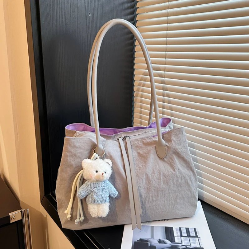 

Нейлоновая женская сумка-тоут для поездок на работу, минималистичная, вместительная, водонепроницаемая, легкая сумка через плечо, повседневная сумка с несколькими отделениями