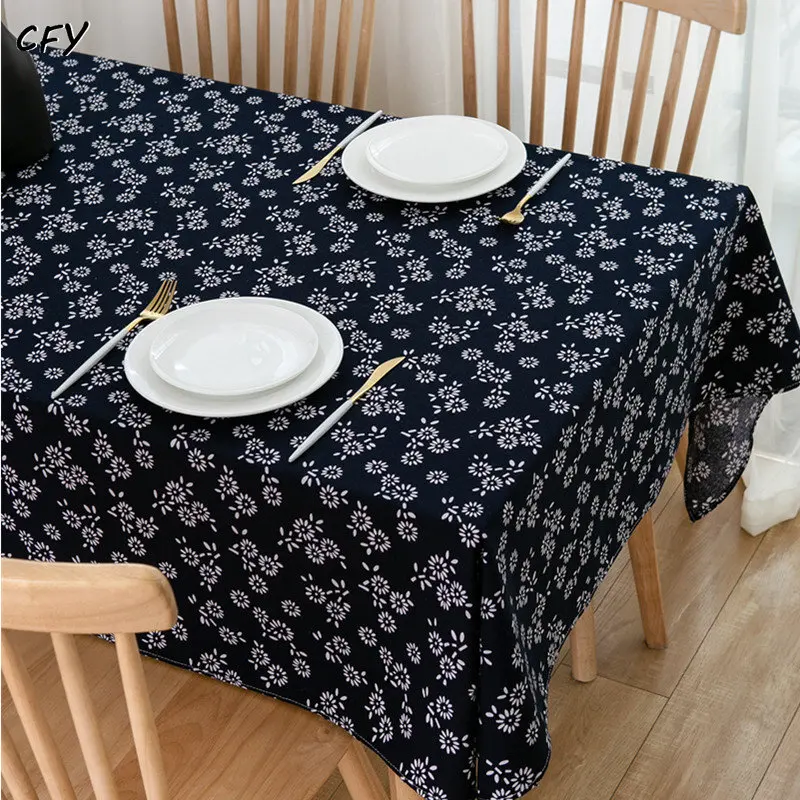 Cotton Linen Tibetan Revival Rectangular Tablecloth Floral Dining Table Cover Kitchen Home Decoration Tablecloth Table Cover