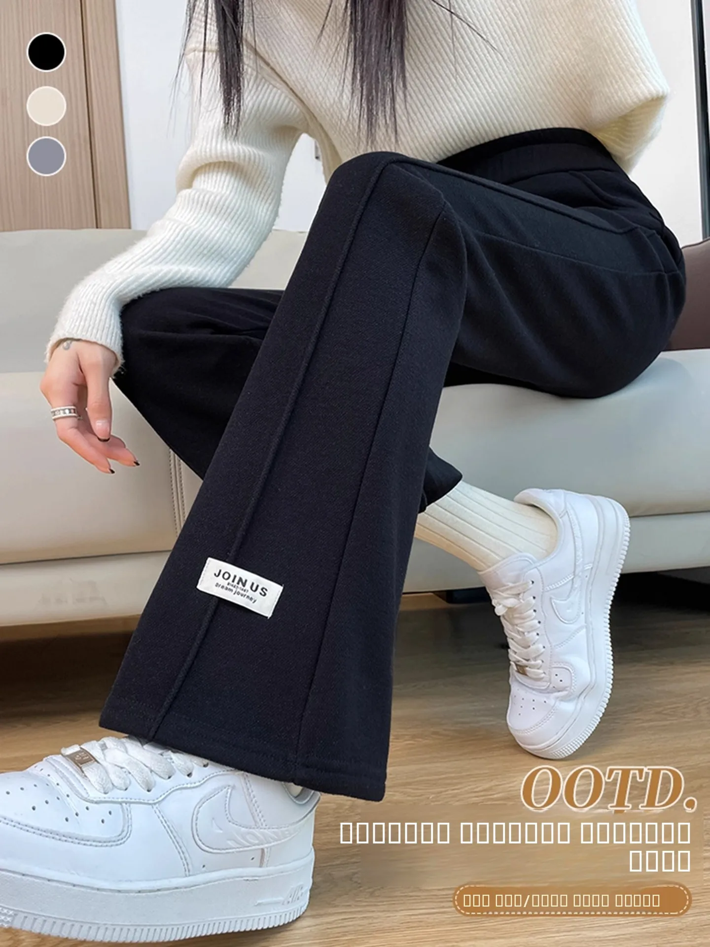 

Женские шерстяные расклешенные брюки с высокой талией и широкими штанинами, осенне-зимняя коллекция, новинка весны, с асимметричной подкладкой из флиса.