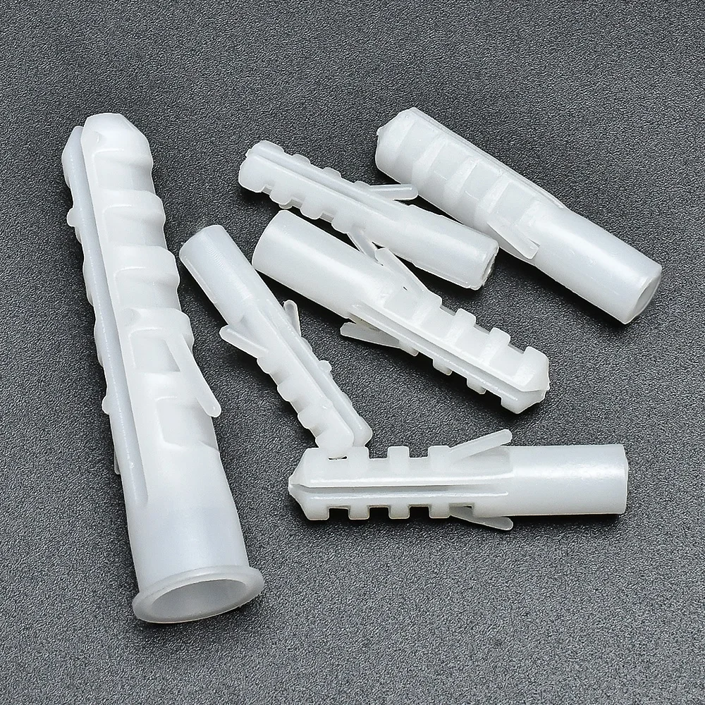 30-100pcs White Plastic Expansion Tube M5 M6 M8 Pipe Anchor Wall Plug Anchors Applicable to Self-tapping Screw Wall Anchors Plug