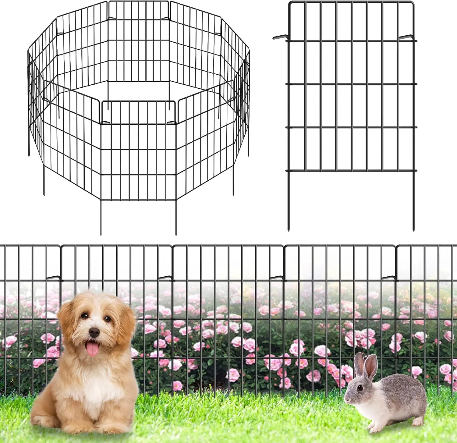 

30 Pack Rustproof Metal Garden Fence 32.5ft Long 24in High with 1.44in Gap Easy Assembly Animal Barrier