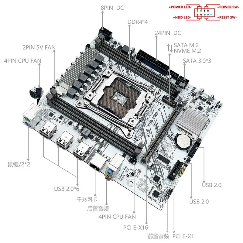 Giant Mechanic X99-PR9-H White main board DDR4 main board 2011-3 needle computer main board multi-open