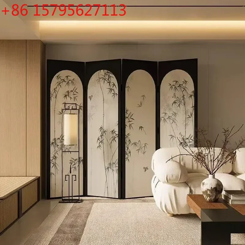 Chinese Style Screen Partition, Living Room Entrance Partition Wall, Tea Room, Homestay, Hotel Foldable Partition, Solid Wood
