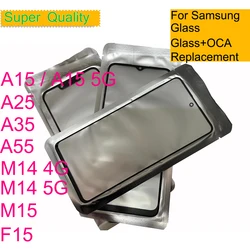 10Pcs/Lot For Samsung Galaxy A15 A25 A35 A55 M14 4G M15 F15 Touch Screen Panel Front Outer Glass LCD Lens With OCA