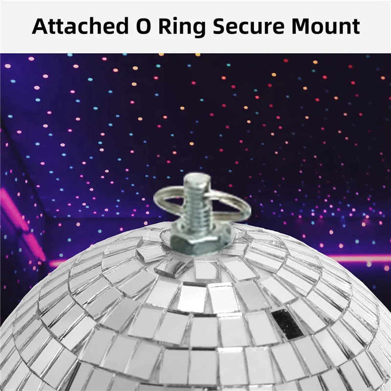 

4 шт., 30 см, зеркальный шар для дискотеки, светоотражающие зеркальные шары для вечеринок, серебро с подвесными кольцами для танцев, дня рождения