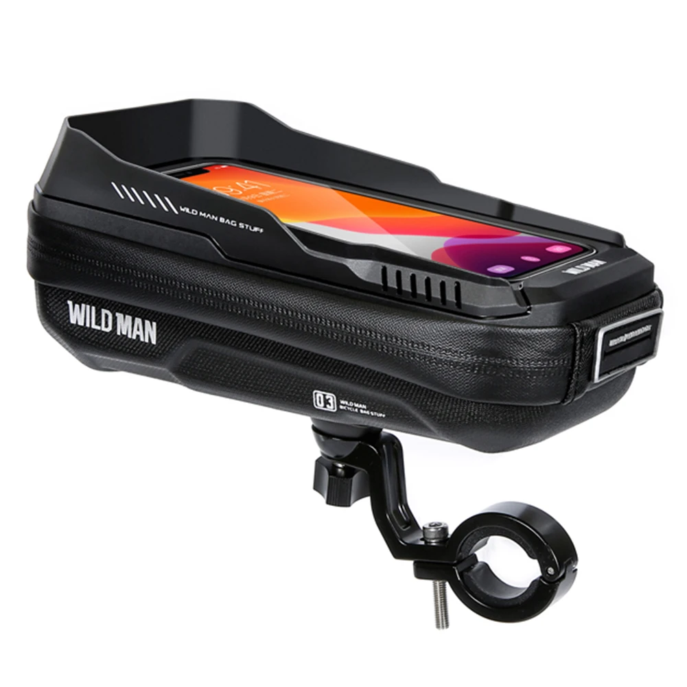 

WILD MAN Bicycle Bag 0.6L Mountain Bike Hard Shell Handlebar Bag Touch Screen Waterproof Quick Release for MTB Bike Motorcycle