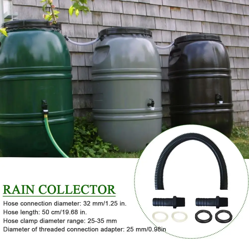 Rain Barrel Connection Hose With 2 Hose Nozzles For IBC Containers Tanks Buckets Connecting Easy To Replace G4Q7