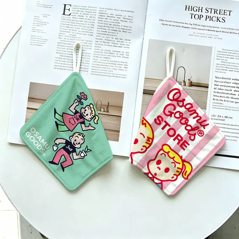 O-Osamu Goods Banner Art Hanging Kitchen Towel, Polyester Cotton Fabric, Absorbent Hand Wiping Towel for Home Dormitory