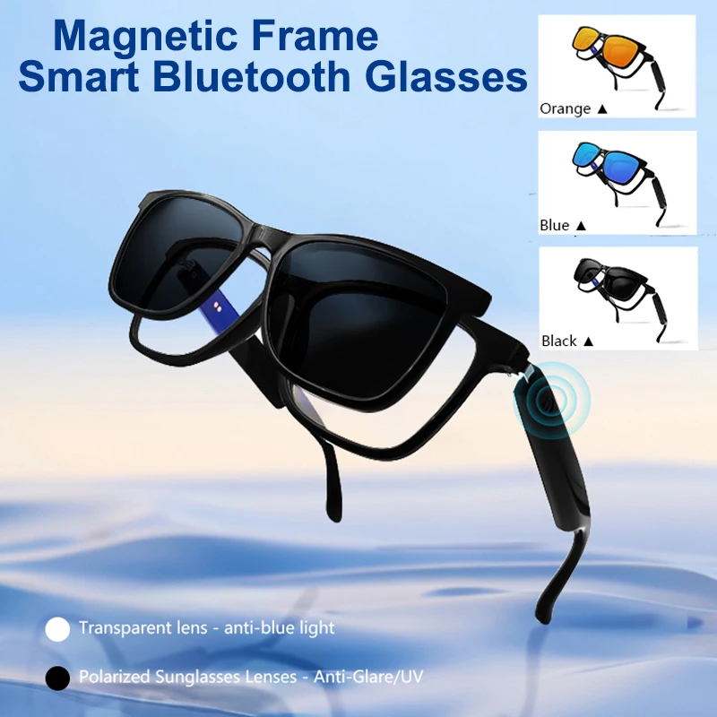 

Модные умные очки 2 в 1, магнитная защита от ультрафиолета, портативные музыкальные поляризационные очки со сменными линзами, мужские солнцезащитные очки для женщин