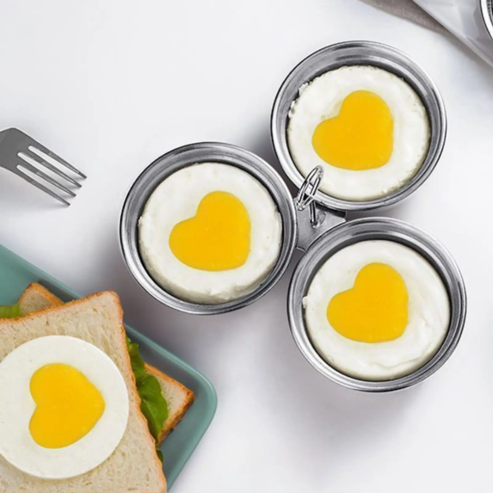 3 Pieces Stainless Steel Egg Mold Mold Long-Lasting Heart Egg Mold Mold Cooking Tool Easy to Clean Heat Resistant for Breakfast