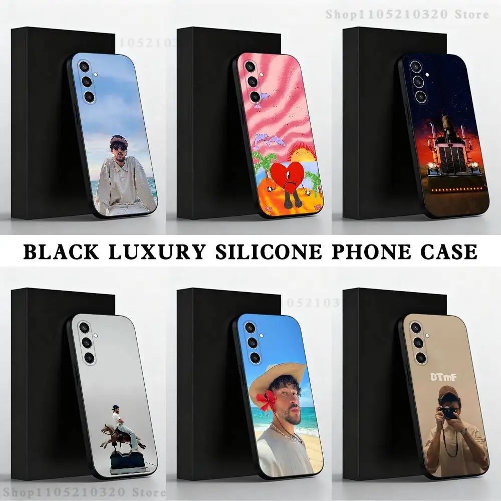 

B-Bad B-Bunny singer Phone Case For Samsung S 25,24,23,22,30,21,10,9,Ultra,Plus,Lite,FE,4,5 G Black Soft Case