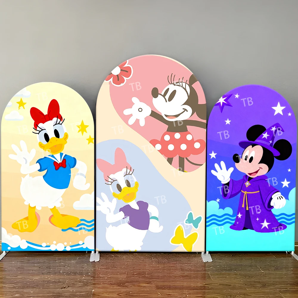 

Disney Minnie Donald Duck Goofy Arch Backdrop Cover Comic Style Party Cute Photo Booth Props for Events & Home Decoration