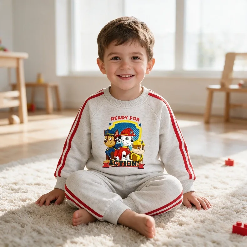 Herbst Winter Jungen Mode Pullover Lange Hose Zweiteiliges Set Kinder O-Ausschnitt Hoodies Jogginghose 2-teiliger Kinder-Trainingsanzug Sweatshirt – Detail 3