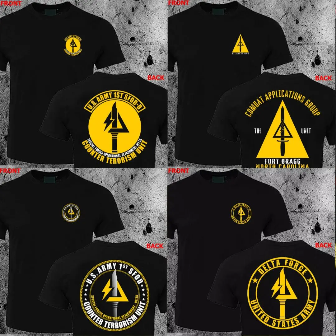 Summer New Army Special Forces Operations Detachment Delta Force First SFOD-D Short Sleeve T-Shirt Men's Slim Fitness Casual Top