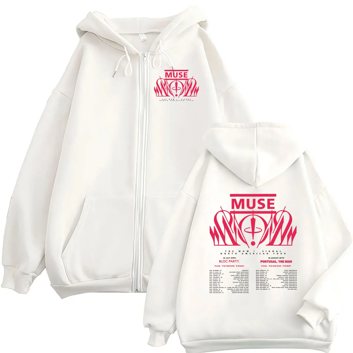 MUSE Band The Wow! Signal Tour 2026 Zipper Hoodie Men's Women Retro Long Sleeve Fashion Coats Sweatshirt Hip Hop Pullover Hooded