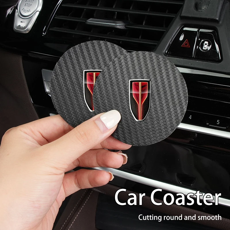 2Pcs Car Coaster Anti-noise Water Cup Pad Cushion For Hongqi H9 HS5 H5 H7 E-HS9 E115 HS7 LS7 2021 2022 2023