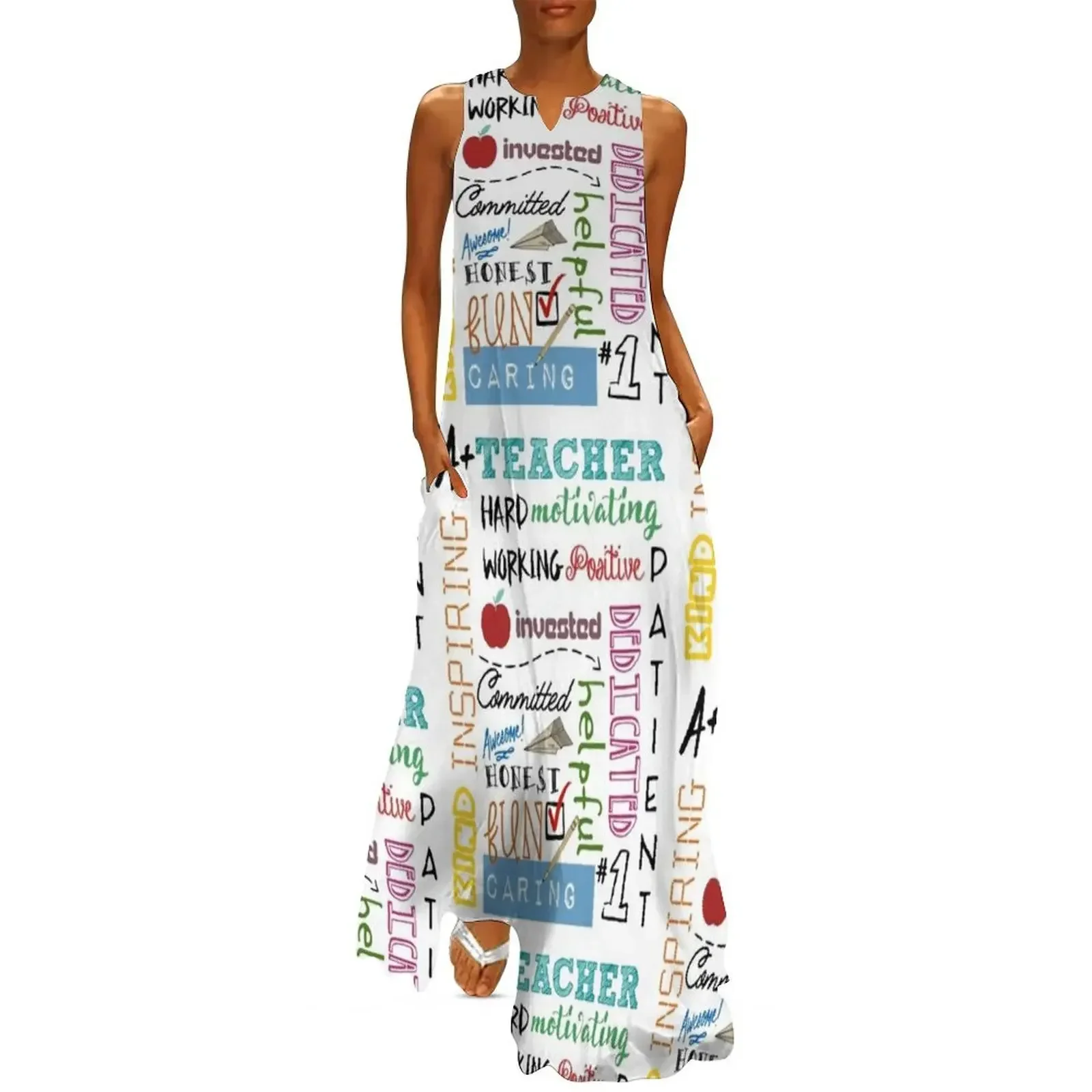 

A+ Teacher Long Dress birthday dresses for women womens dress Female clothing Dress