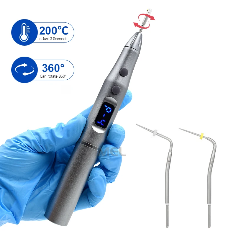 Cordless Dental Gutta Percha Points Cutter Endo Obturation Pen with 2 Tips Root Cannal Heating Plugger Dentist Tools