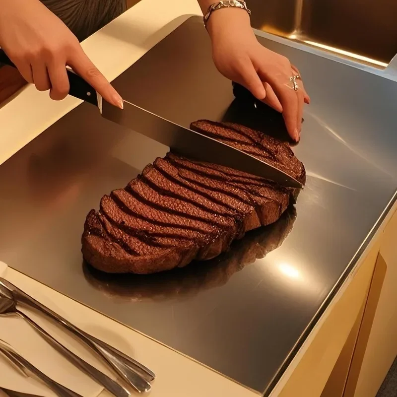 1Pc Stainless Steel Cutting Boards for Kitchen, Kneading Cutting Board Mats, Metal Cutting Board for Meat, Fruits, Vegetables, Bread, and Baking Small Cutting Boards (40 X 30cm/15.7 X 11.8 in)