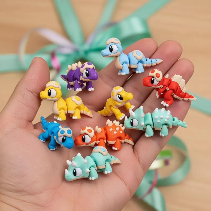 Mini 3D Printed Dinosaur Toys - Movable Joints Egg Shell For Desktop Decor