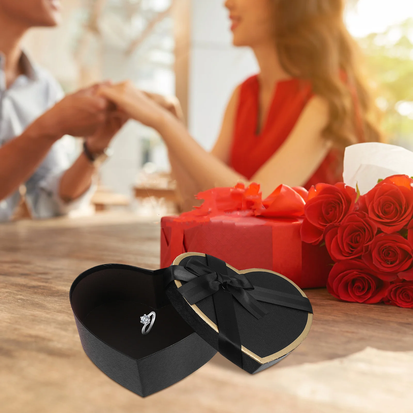 

1 Set Black Heart-Shaped Cardboard Nesting Boxes For Wedding Bridesmaid Proposal Birthday Flowers Sweets Packaging Gift Present