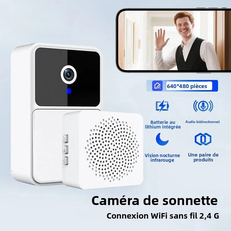 Wireless Doorbell Video Low Power 2.4G WIFI Rechargeable Door Bell Camera Night Vision Smart Security Home Intercom 2-way Audio