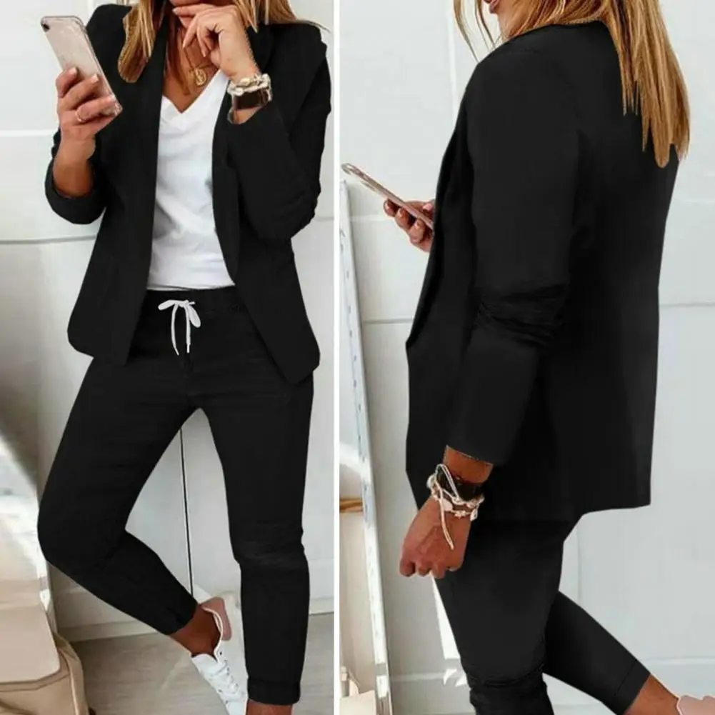 Plaid Splice Slim Fit Jacket Blazer Casual Wide Leg Pants Two Piece Elegant Women\'s Pants Suit Summer Office Business Set Outfit