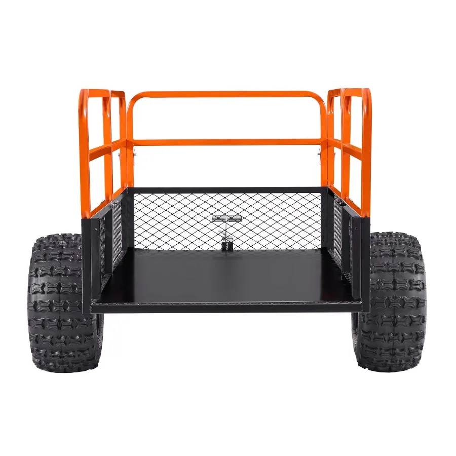 

Garden Utility Trailer for lawn mower and garden waste, steel construction, black, 28 Cu. Ft. capacity with 1800lbs load rating