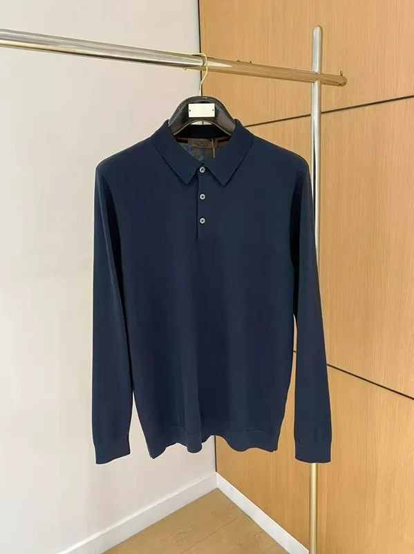 

Итальянский LP старый стиль денег, легкий роскошный осенне-зимний вязаный свитер с лацканами и длинными рукавами, повседневная простая рубашка-поло