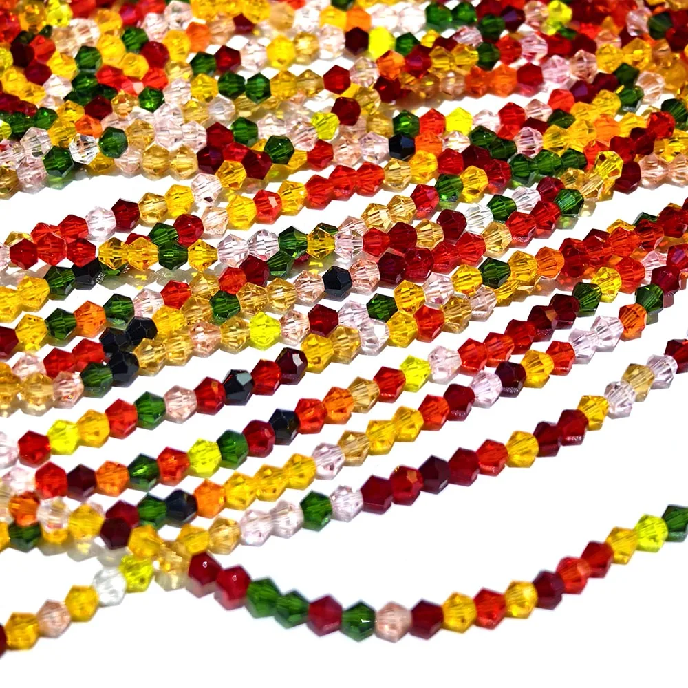 10 Strands 4mm About 880pcs Glass Crystal Bicone Shaped Loose Beads DIY Multicolour Handmade Accessories Bracelet Earring Jewelr