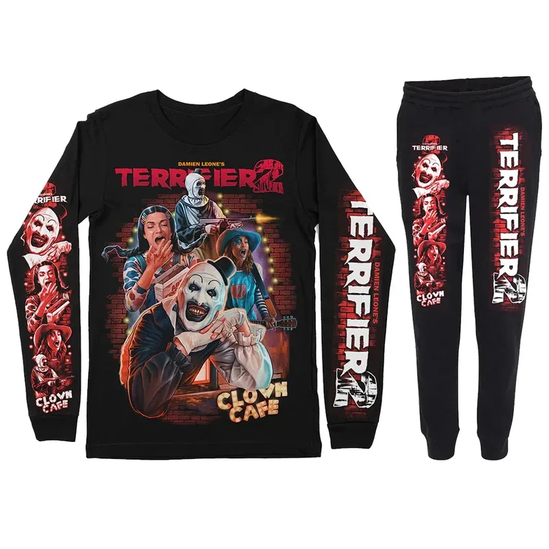 

Terrifier Halloween Cosplay Sweatshirts Jogger Pants Two Piece Set Fashion Streetwear Sweatpants Women Men's 2pcs Set