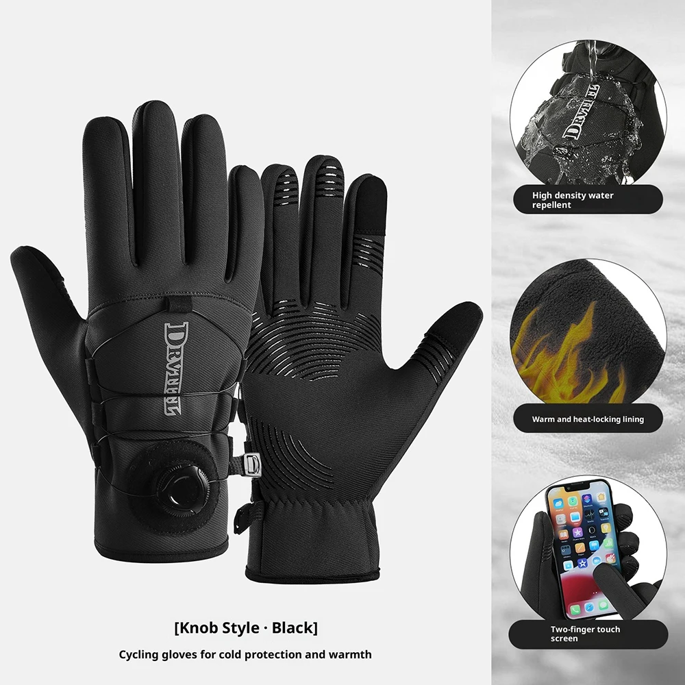 قفازات ركوب الدراجات الشتوية الدافئة المقاومة للماء والرياح للجنسين مع شاشة تعمل باللمس لركوب الدراجات في الهواء الطلق والتزلج والجري وإكسسوارات الدراجات